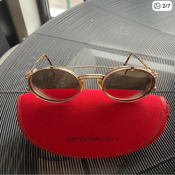 Emporio Armani Gold Frame Sunglasses with Red Case - Picture 2 of 12